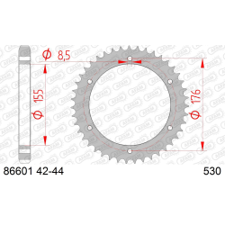 Couronne AFAM acier type 86601 pas 530 (43 dents)