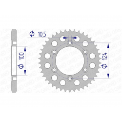 Couronne AFAM aluminium type 51609 pas 525 (37 dents)