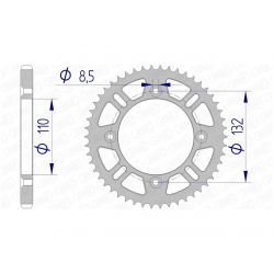 Couronne AFAM aluminium type 72102N pas 428 (46 dents)