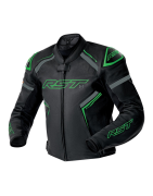 Blouson cuir RST S-1 D3O Black/Grey/Flo Green